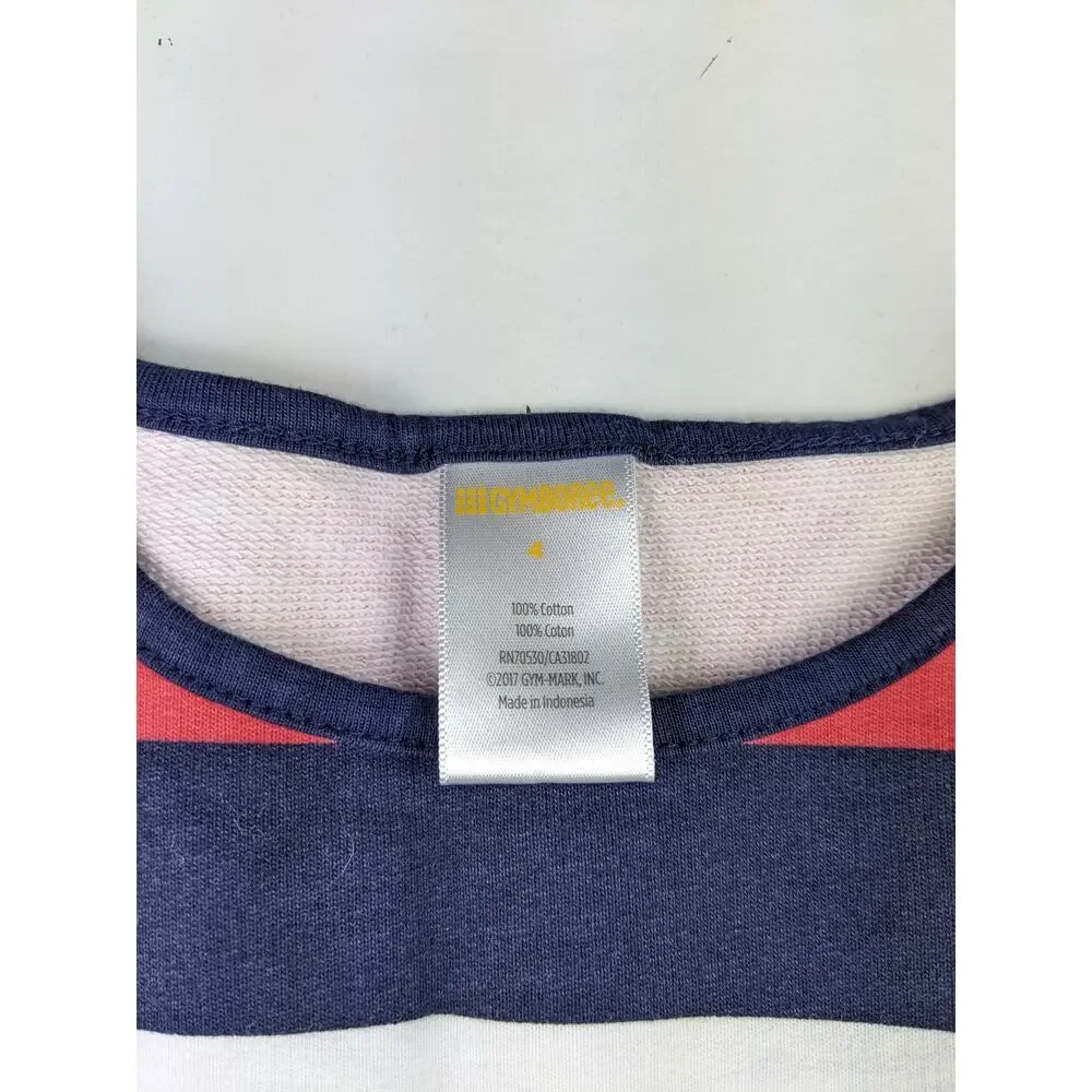 Gymboree Red Navy Gray & White Striped Dress Girls 4